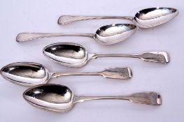 Group of three George IV table spoons in Fiddle pattern, London 1825 including two by Charles Fox,