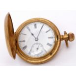 Last quarter of the 19th/1st quarter of 20th century gilt metal cased Hunter type fob watch with