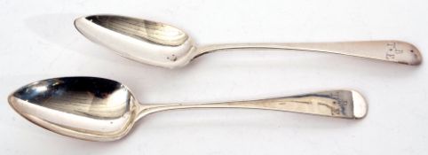 Pair of George III table spoons in Old English pattern, London 1809 by Peter & William Bateman,