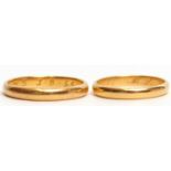 Mixed Lot: 22ct gold wedding ring, size S, of plain and polished design, together with a further
