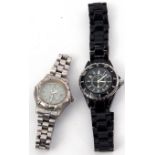 Two ladies designer type wrist watches, inscribed "Chanel" and "Tag Heuer", (a/f) (2)