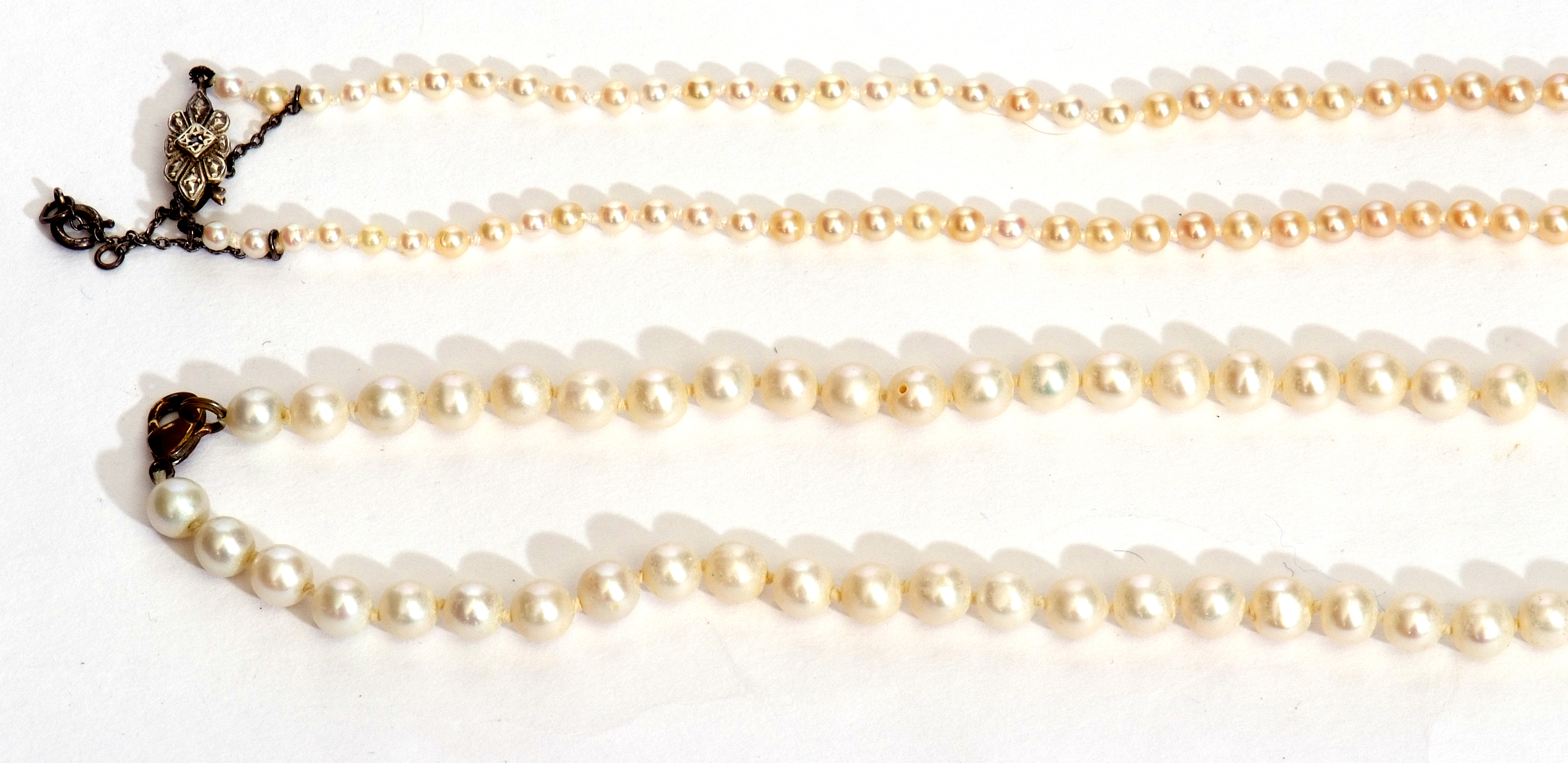 Mixed Lot: cultured pearl necklace, a single row of beads, 2mm to 6mm, to a 9ct stamped clasp, - Image 2 of 3