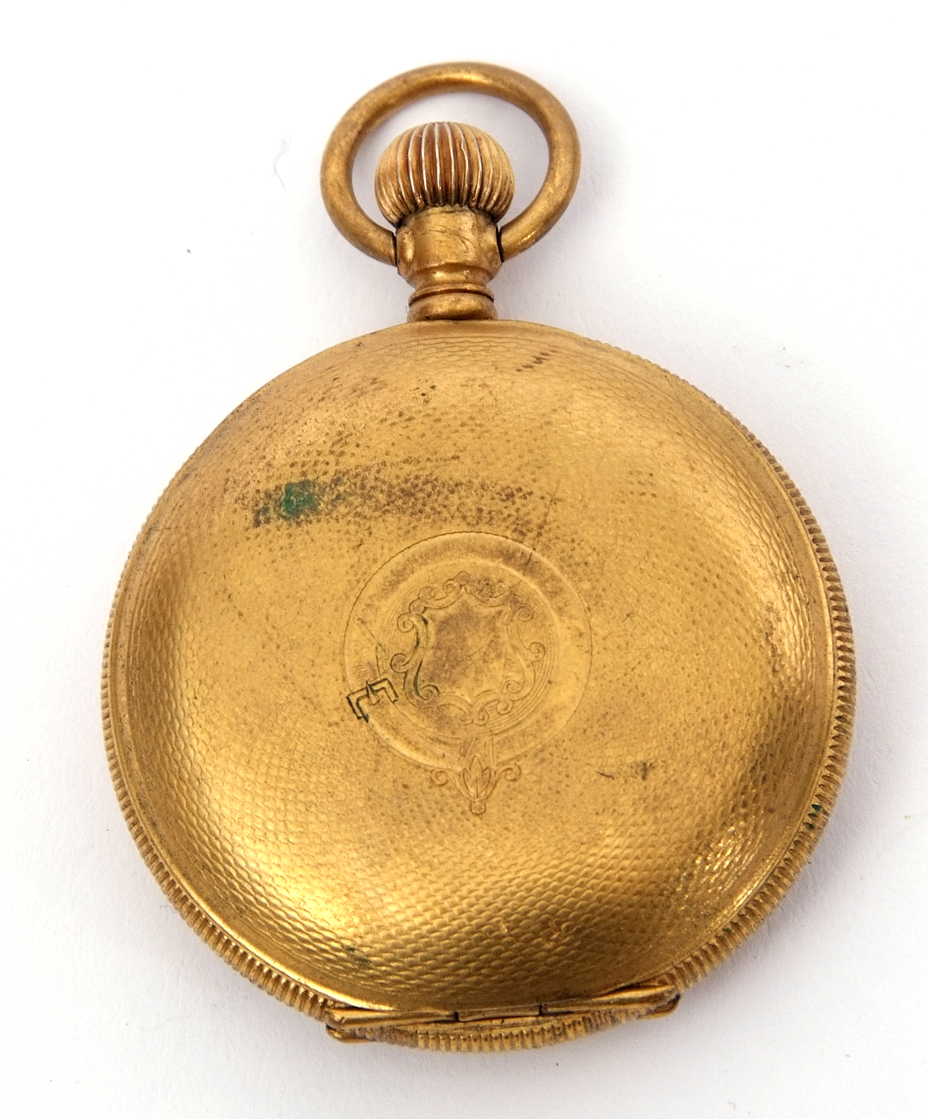 Last quarter of the 19th/1st quarter of 20th century gilt metal cased Hunter type fob watch with - Image 2 of 3