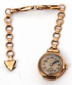 Ladies vintage Nirco 9ct gold cased wrist watch mounted on a 9ct gold flexible link bracelet, 12.