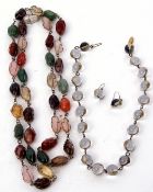 Mixed Lot: a crystal sphere necklace, each glass sphere in metal frames and joined by small chain