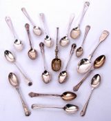 Group: fourteen various hallmarked silver tea/coffee spoons plus three others, weighable silver
