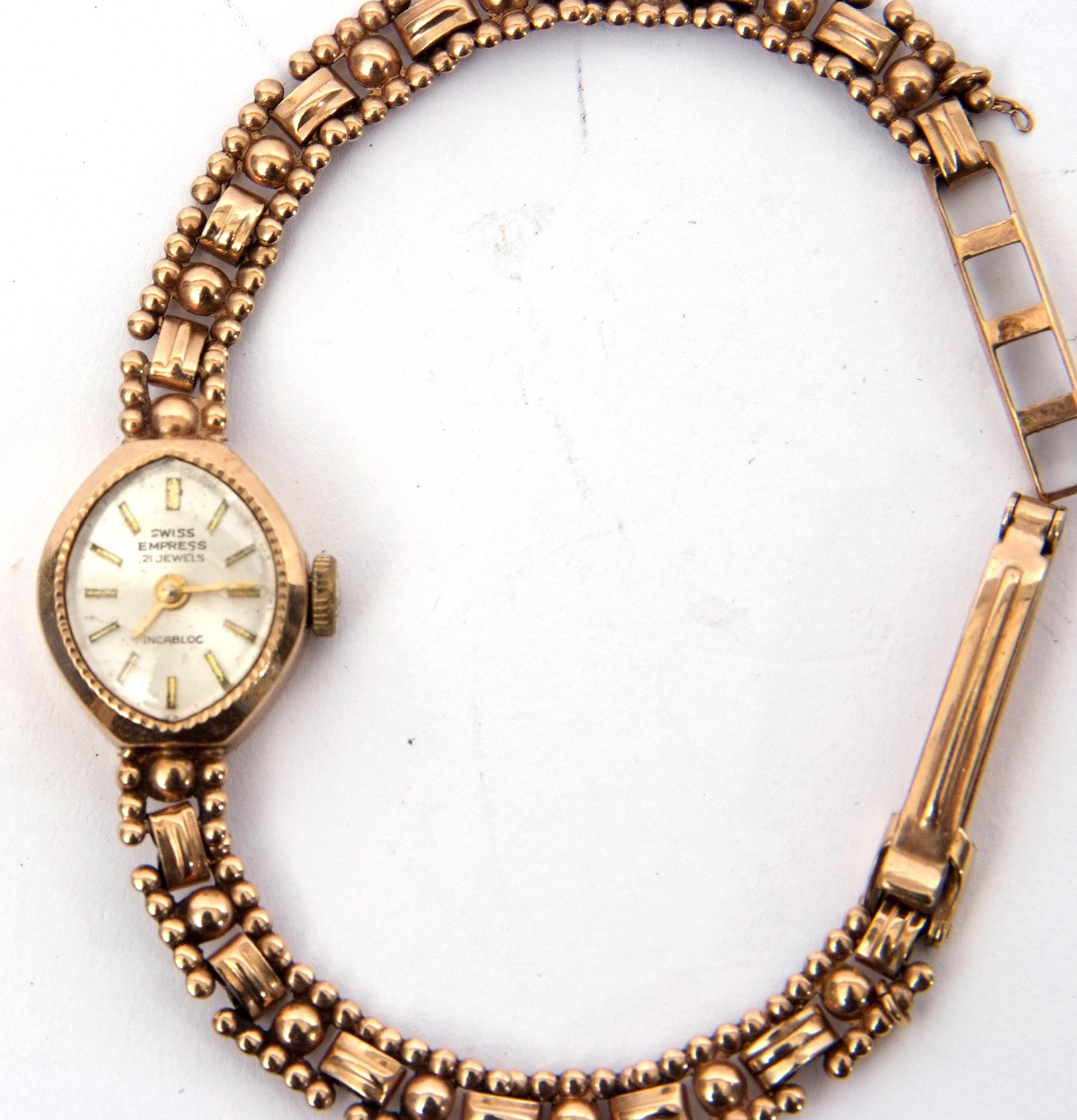 Ladies 9ct gold cased "Swiss Empress" cocktail watch, mounted on a hallmarked 9ct gold fancy link - Image 2 of 2