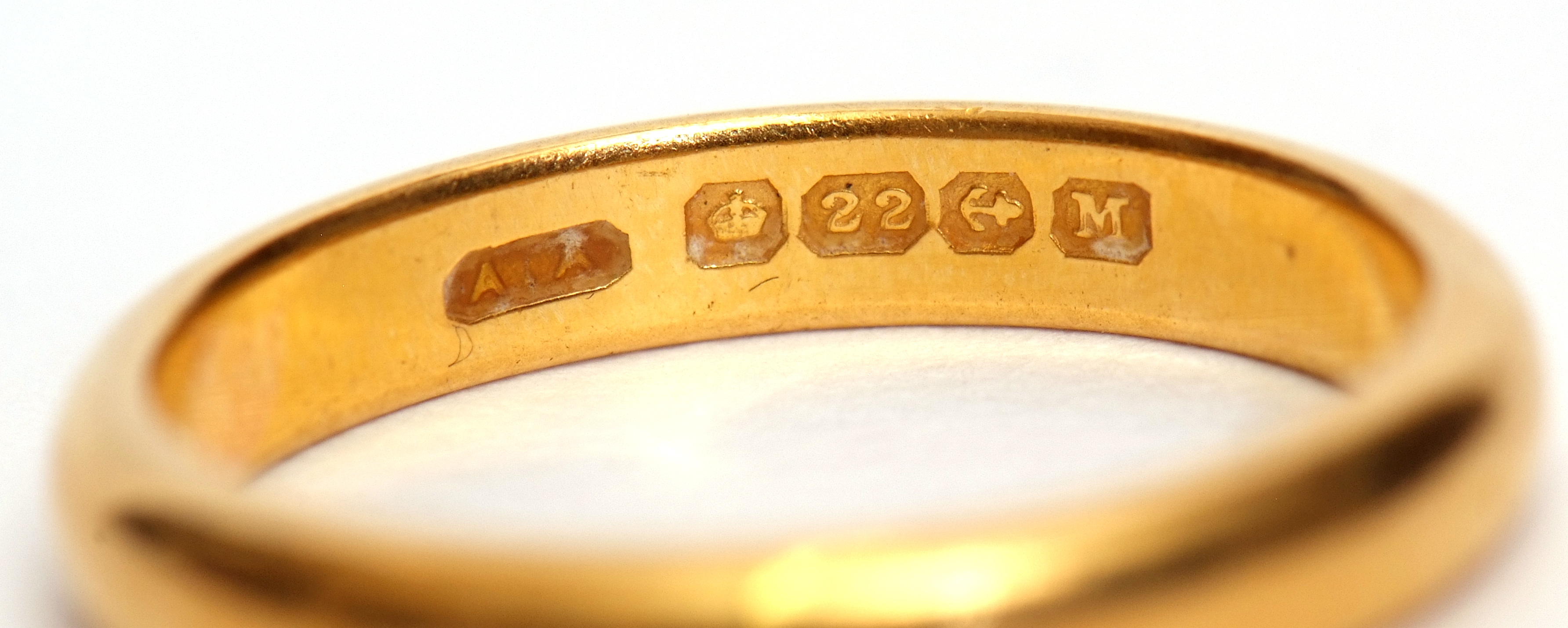 22ct gold plain polished wedding ring, hallmarked Birmingham 1936, 5.9gms, size R - Image 2 of 2