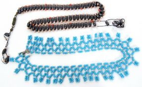 Mixed Lot: vintage haematite and bead necklace (a/f), together with a blue bead fringe collar