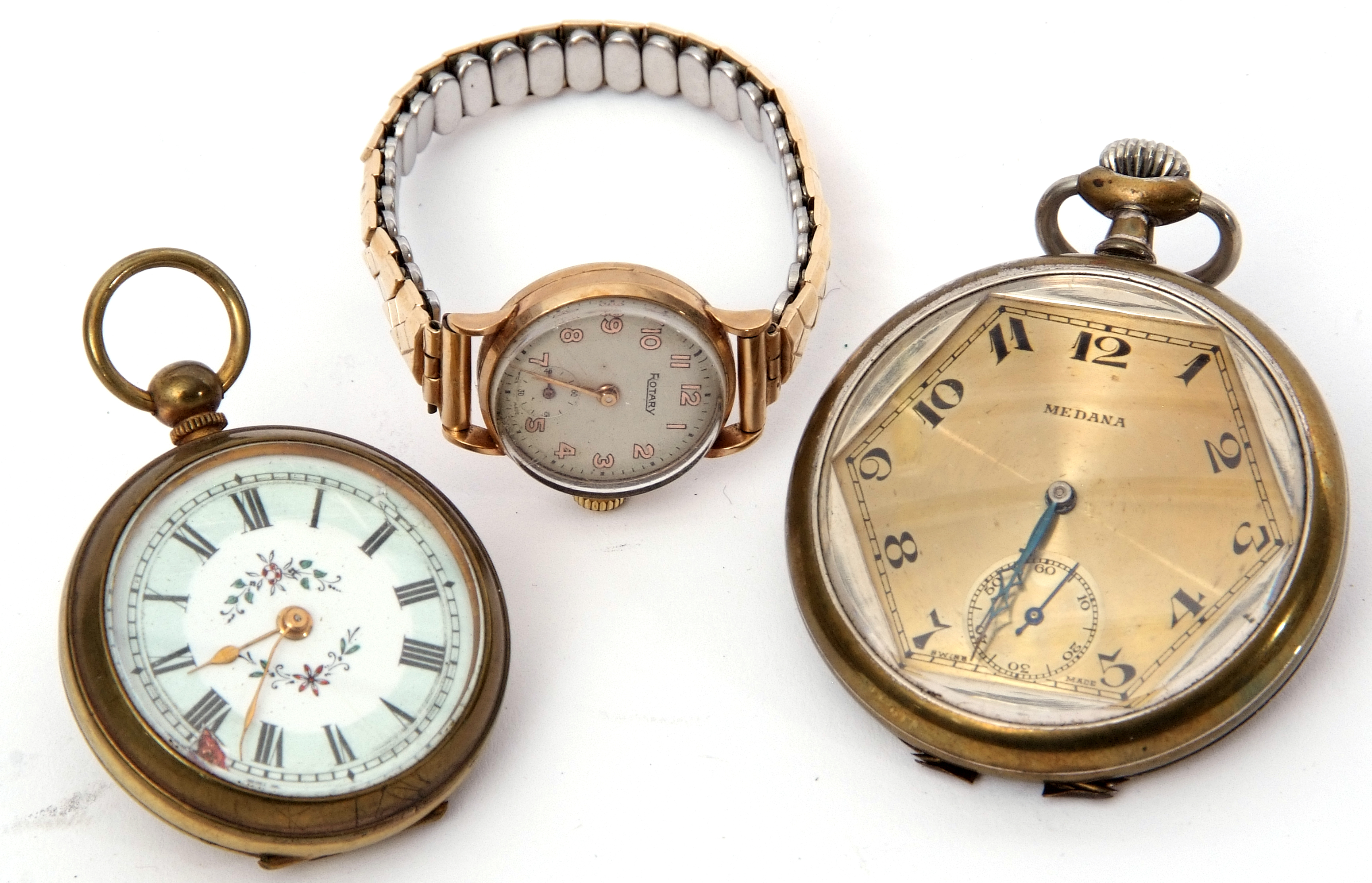 Mixed Lot: first/second quarter of 20th century Medana metal cased pocket watch with button wind, - Image 2 of 2