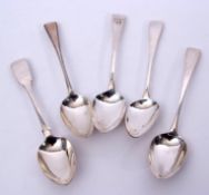 Mixed Lot: group of four Georgian table spoons in Old English pattern including a Bateman example,