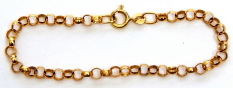 9ct gold belcher link bracelet, 3.7gms
