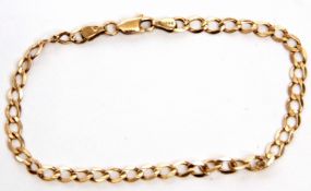 9kt stamped bracelet, of flattened curb link design, 3.3gms