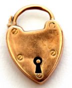 9ct gold heart padlock, 2gms