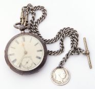 Last quarter of 19th century gent's hallmarked silver cased pocket watch, gold hands to a white