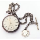 Last quarter of 19th century gent's hallmarked silver cased pocket watch, gold hands to a white