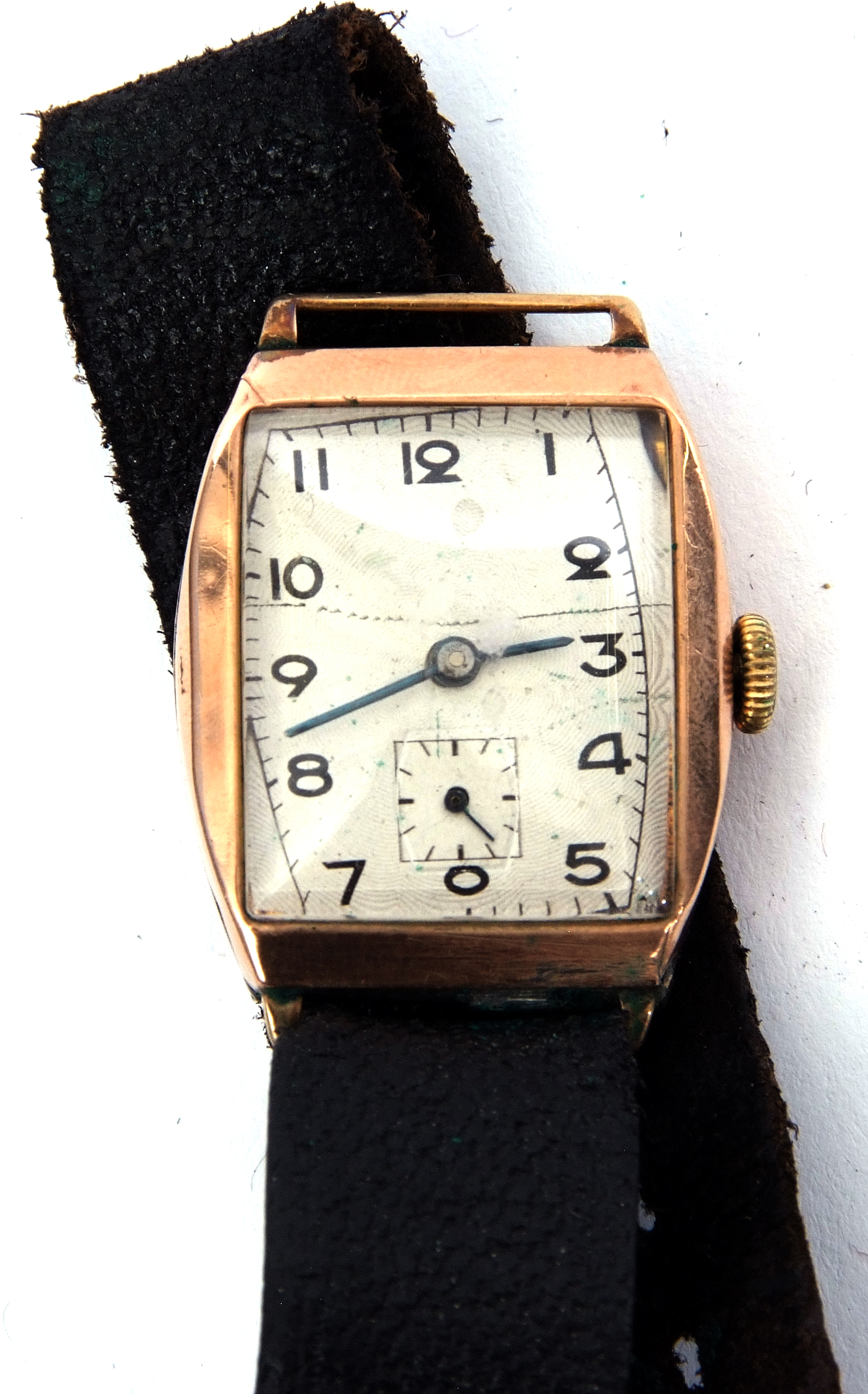 Gent's vintage hallmarked 9ct gold wrist watch, the un-named Swiss movement with blued steel hands - Image 2 of 2