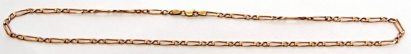 9ct gold Figaro necklace, 26cm long fastened, 8.8gms