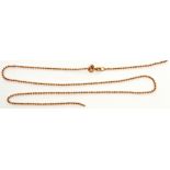 9ct gold fine bead necklace (broken), 2.9gms