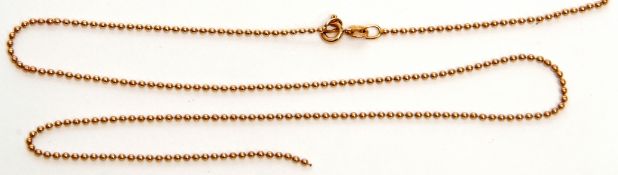 9ct gold fine bead necklace (broken), 2.9gms