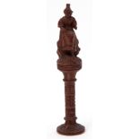 Late 19th/early 20th century Swiss or Austrian carved wood novelty needle holder in the form of a