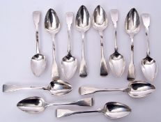 Set of twelve George III dessert spoons in Fiddle pattern, London 1808 by Richard Crossley and