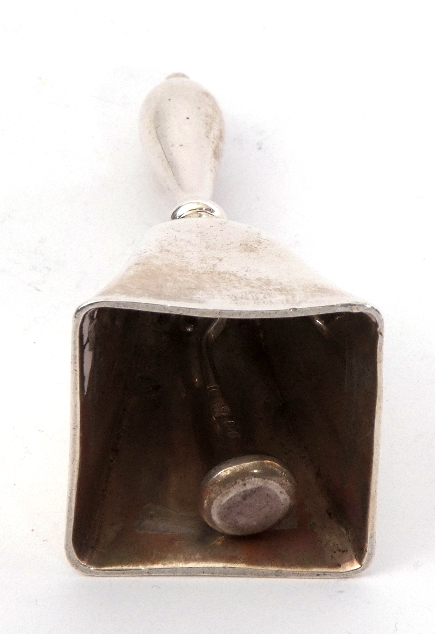 Edward VII small table bell of tapering square section with baluster handle, London 1907 by - Image 2 of 2