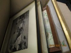 BOX CONTAINING MIXED PICTURES, PRINTS ETC