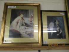 INDIAN PICTURE OF A GEISHA TOGETHER WITH A FURTHER PRINT OF A NUDE LADY (2)