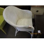 WHITE WICKER ARMCHAIR