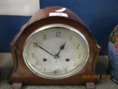 ENFIELD OAK FRAMED MANTEL CLOCK WITH SILVERED DIAL