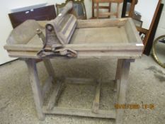 VINTAGE PINE FRAMED DAIRY SUPPLY SEPARATING TABLE ON STAND