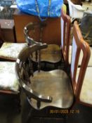 PAIR OF BEECHWOOD STAINED SPINDLE BACK PUB TYPE CHAIRS