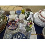 GROUP OF PLATES, ROYAL COMMEMORATIVE MUGS, A NAO FIGURE ETC