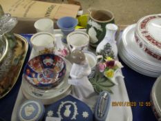 GROUP OF PLATES, ROYAL COMMEMORATIVE MUGS, A NAO FIGURE ETC