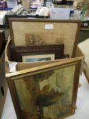 BOX CONTAINING MIXED PICTURES, PRINTS ETC