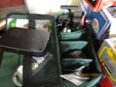 CASE CONTAINING MIXED FLY FISHING REELS, LURES ETC