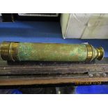 GOOD QUALITY VINTAGE BRASS THREE DRAW TELESCOPE