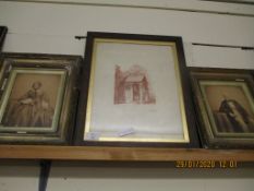 TWO GILT FRAMED VICTORIAN PHOTOGRAPHS AND A FURTHER OAK FRAMED PRINT AND ONE OTHER (4)