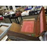 BOX CONTAINING MIXED CUTLERY BOXES, 19TH CENTURY ROSEWOOD TABLE TOP WRITING SLOPE (ALL A/F)