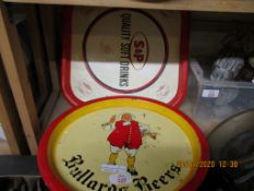 TWO BULLARDS BEER SIGNS TOGETHER WITH AN S&P QUALITY SOFT DRINKS IN TRAY