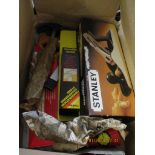 BOX CONTAINING MIXED BOXED AS NEW STANLEY PLANE, HAMMER, SAWS, ETC