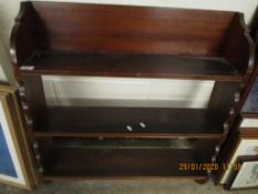 MAHOGANY WALL MOUNTED SHELF FITTED WITH THREE OPEN SHELVES