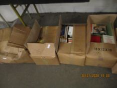 FIVE BOXES OF MIXED BOOKS, PAPERBACKS ETC