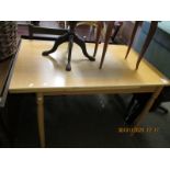 BEECHWOOD FRAMED RECTANGULAR KITCHEN TABLE ON TURNED LEGS