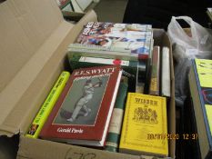 BOX CONTAINING MIXED CRICKETING INTEREST BOOKS