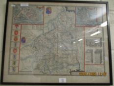 REPRODUCTOIN FRAMED MAP OF PART OF SCOTLAND
