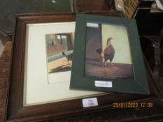 GROUP OF FRAMED COCK FIGHTING PRINTS