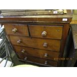 VICTORIAN STRAIGHT FRONTED TWO OVER THREE FULL WIDTH DRAWER CHEST WITH TURNED KNOB HANDLES