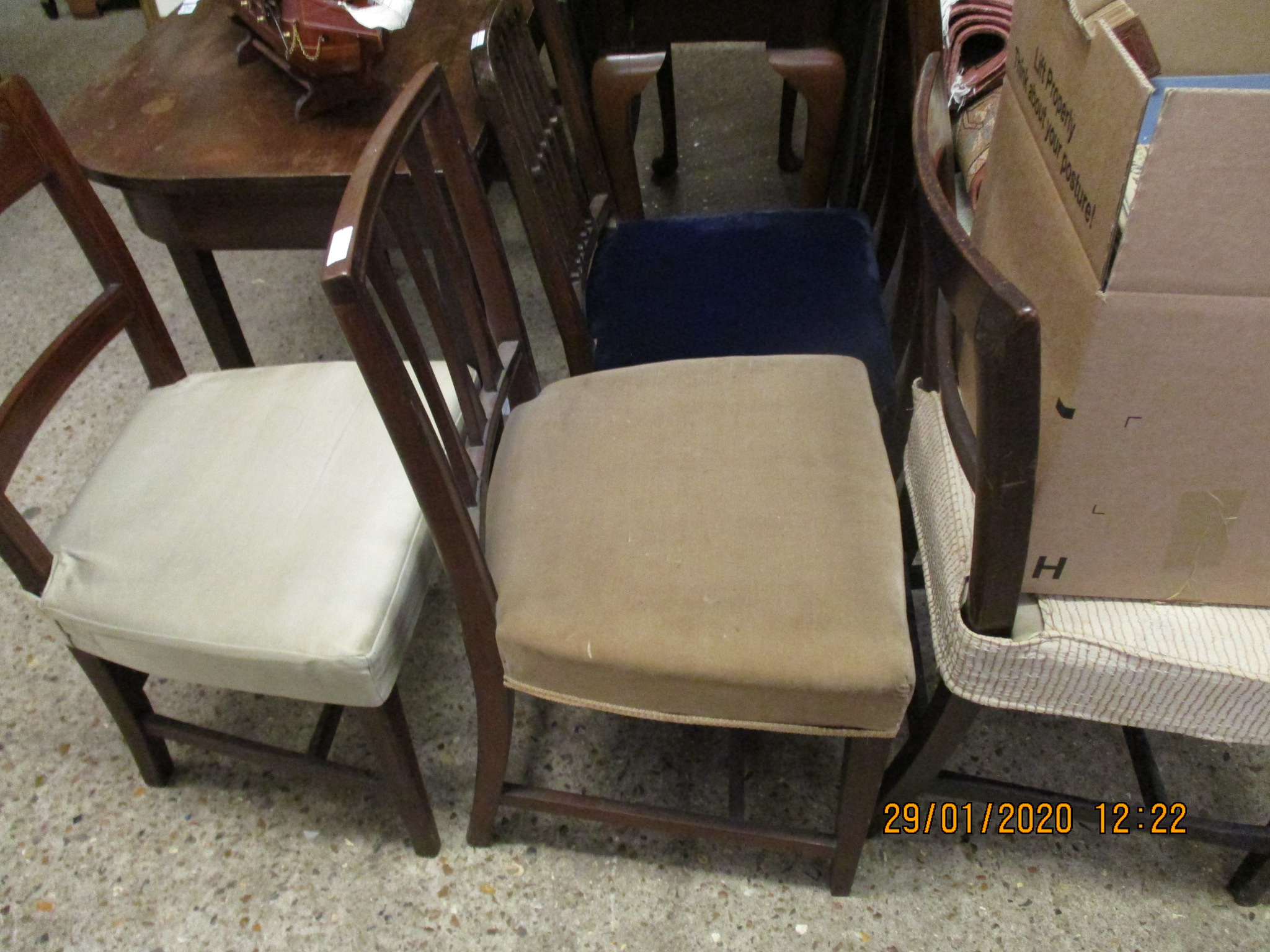 FOUR 19TH CENTURY MAHOGANY FRAMED DINING CHAIRS (4)